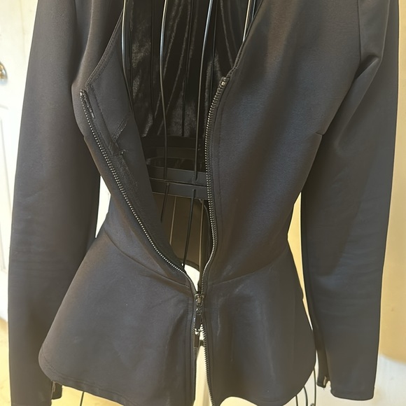 Arden B. Black Peplum Zip Up Top Size Small - Picture 5 of 7